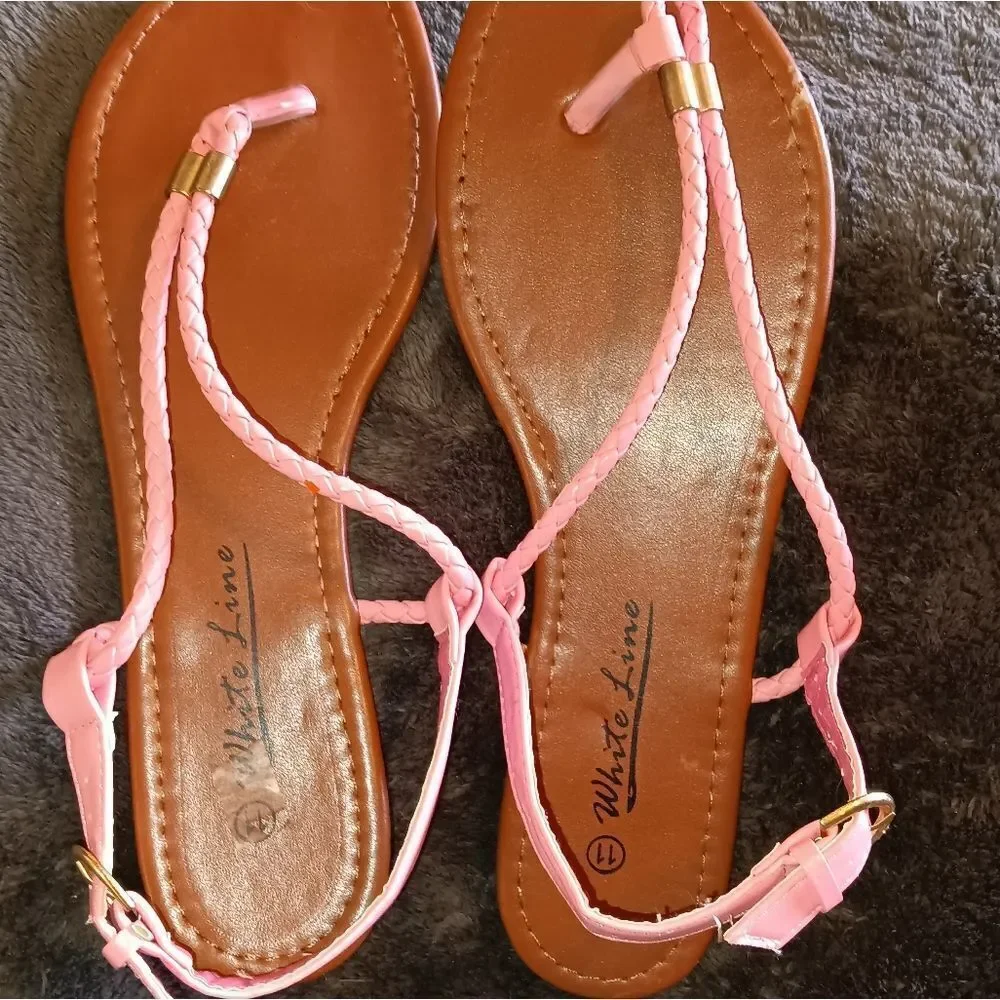 Pink & Gold Sandals Flats sz 11